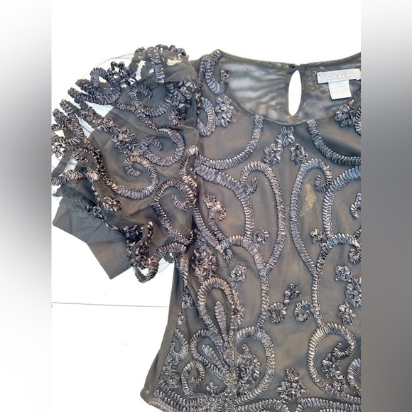 GRACIA Ribbon Blouse black with puff sleeves - Picture 6 of 10